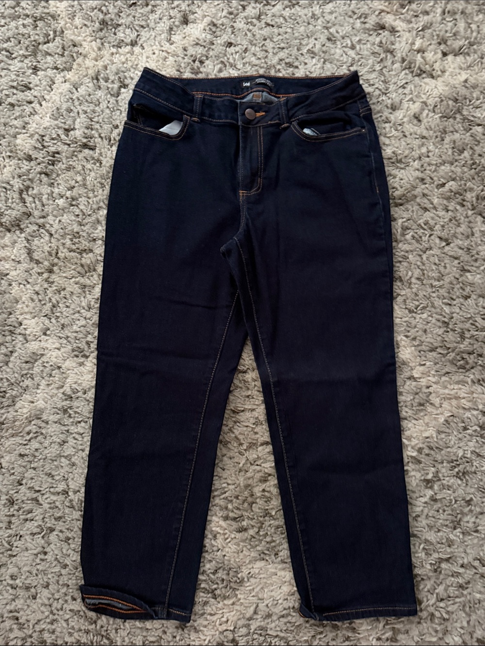 Lee Women's Boyfriend Jeans in Dark Indigo with Contrast Stitching